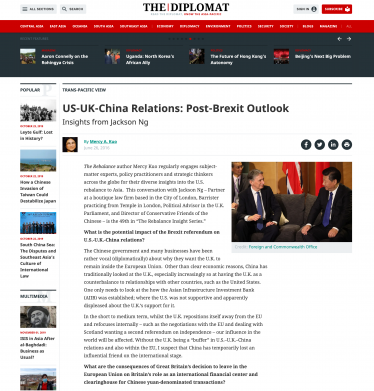 US-UK-China Relations: Post-Brexit Outlook Insights from Jackson Ng